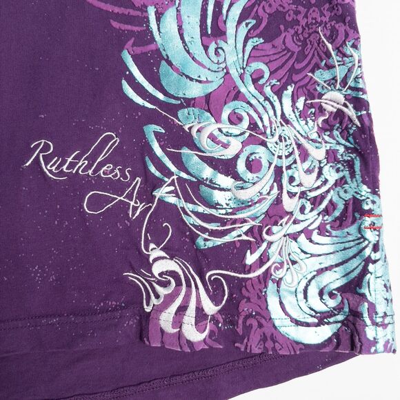 Ruthless Art Short Sleeve V Neck Shirt Womens 3XL Purple Bling Eclectic Y2K - Picture 6 of 16